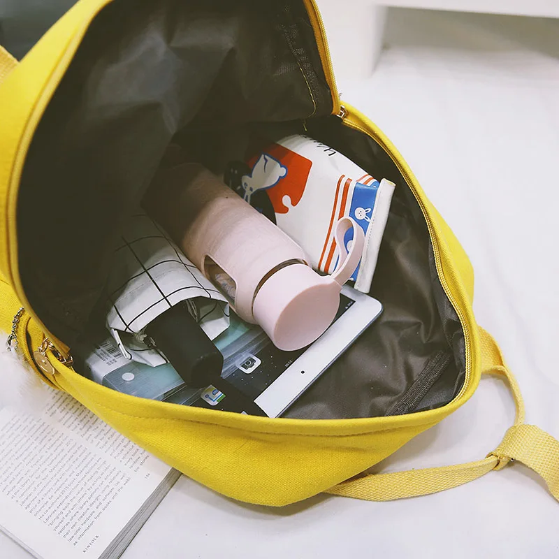 

New Cute Canvas Backpack Fashion Women Backpack For School Teenagers Girls Big Capacity Yellow Travel Bag Female Bookbag Mochila