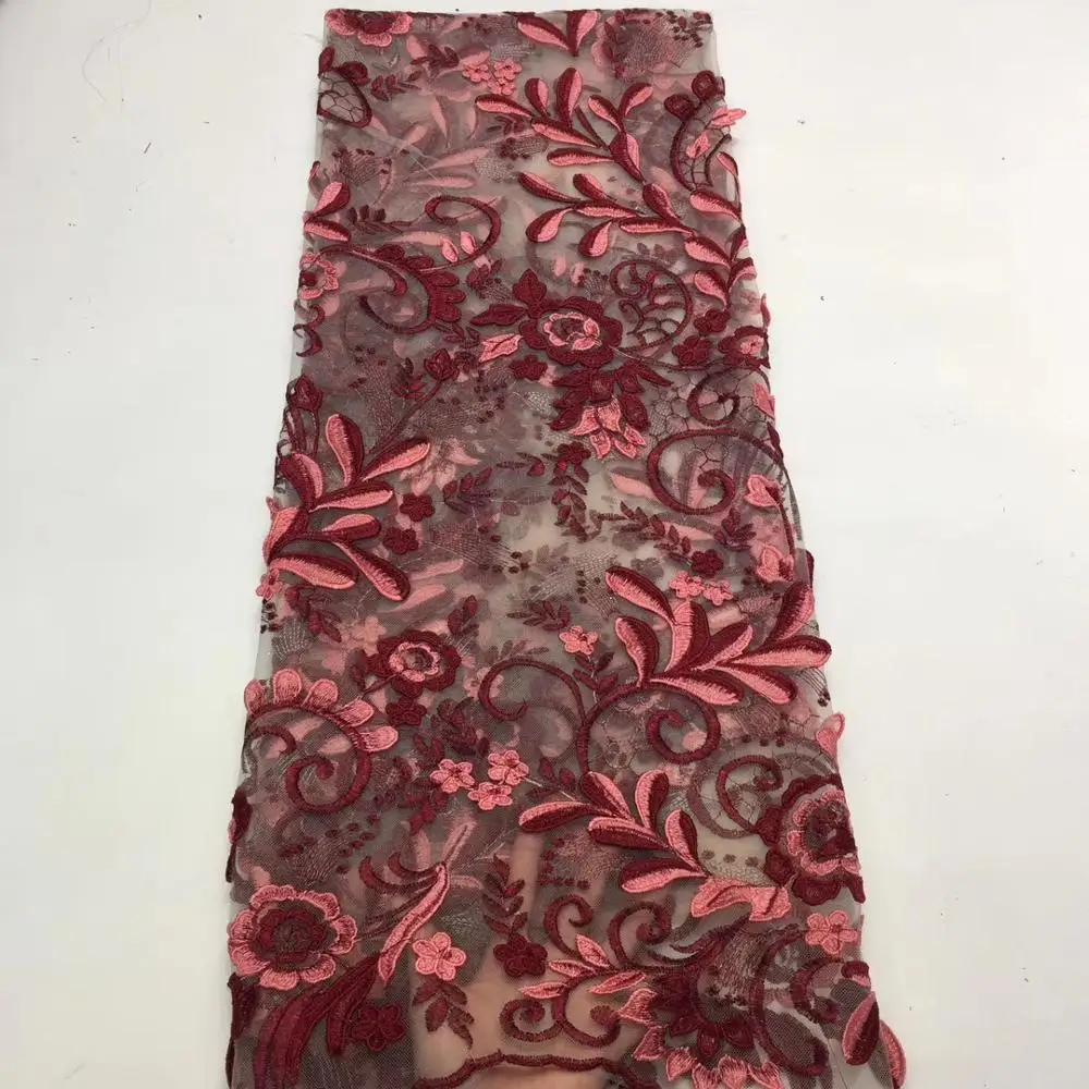 

3D flowers design African Lace Fabric Embroidery French Mesh Lace Fabrics For Nigerian Party Dress ZXJA035