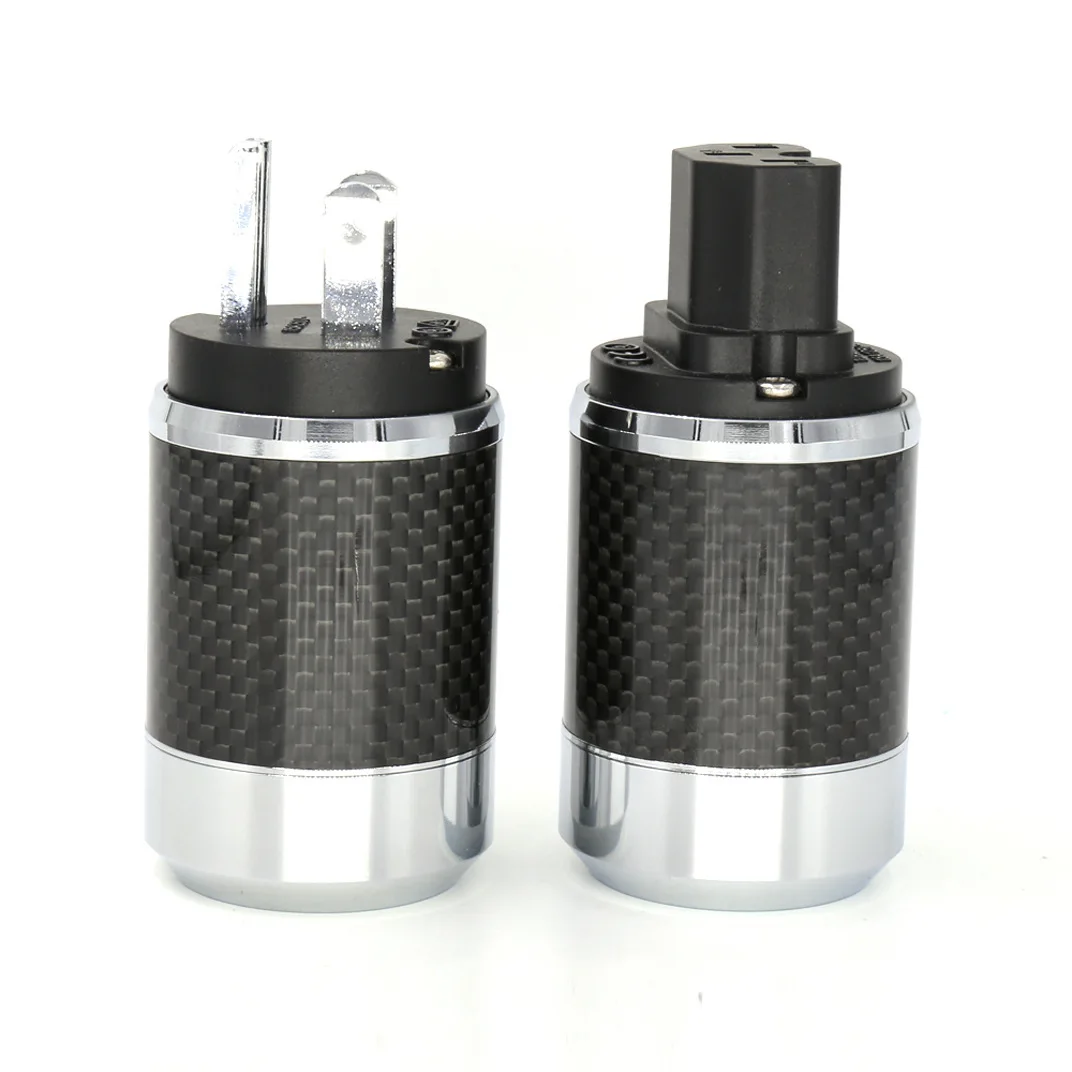 

Carbon fiber rhodium-plated American standard power plug tail (1 set)