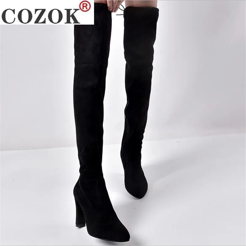 

Size 34-43 2020New Shoes Women Boots Black Over the Knee Boots Sexy Female Autumn Winter lady Thigh High Boots