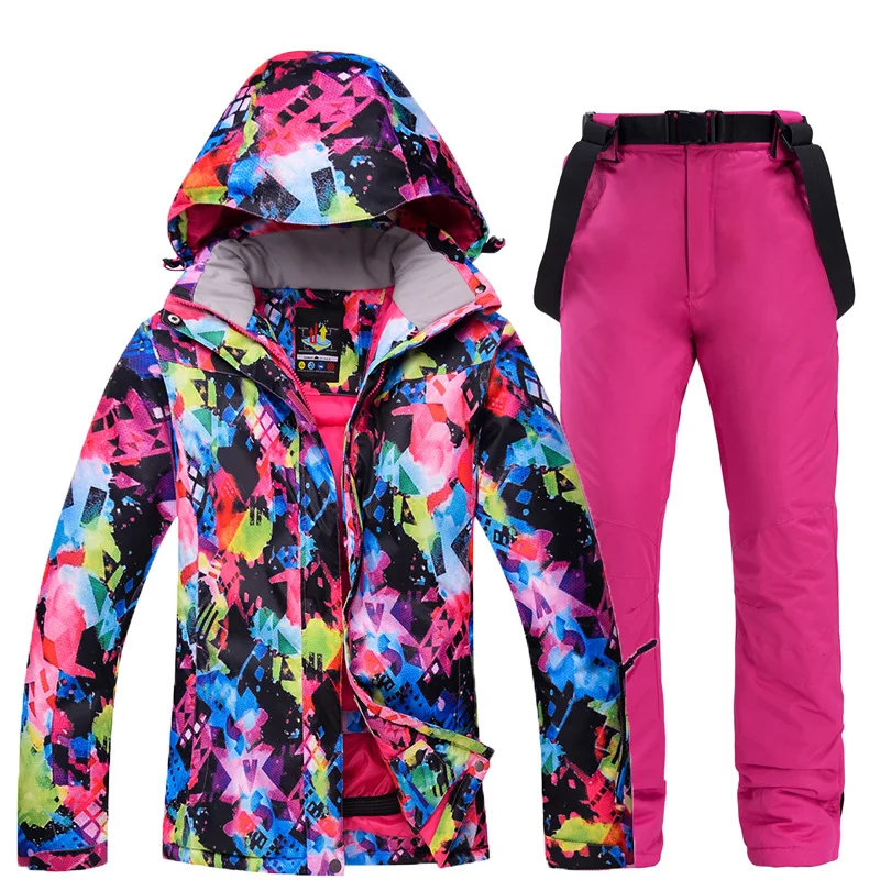 Jackets Pants RD Женские лыжные костюмы, зимние уличные водонепроницаемые ветрозащитные Комбинезоны для снежных видов спорта, Куртки для сноубординга, лыжные брюки, комплекты - Цвет: Jackets Pants RD