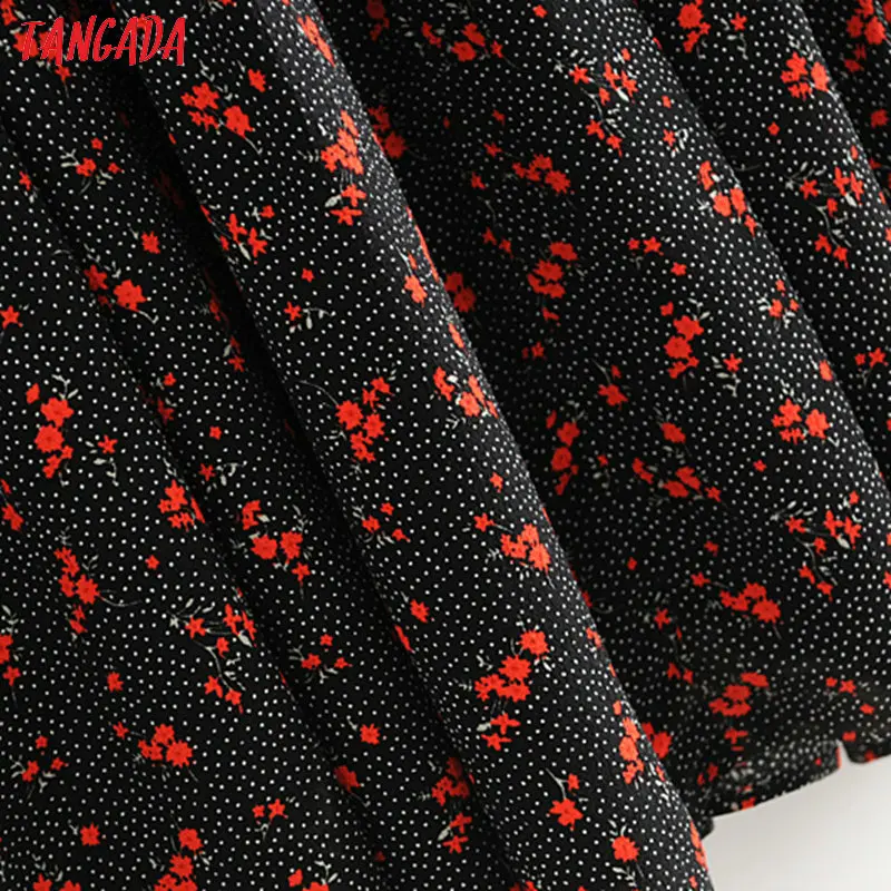 Tangada женское винтажное длинное платье с цветочным рисунком, плиссированное платье с длинным рукавом и круглым вырезом, модное дамское Новогоднее праздничное платье 3H165