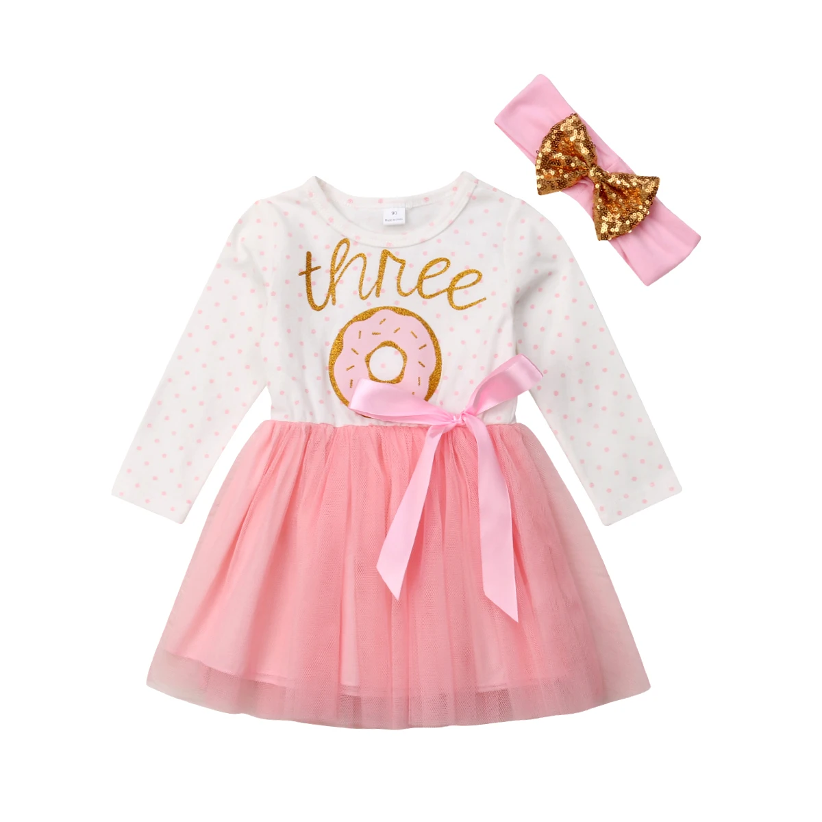 

Newborn Infant Kid Baby Girl Dress Donut Tulle Tutu Princess Birthday one tow three Party Pageant Dress