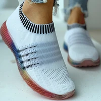 casual breathable mesh knit sneakers women flat rainbow shoes girls 2021 spring summer