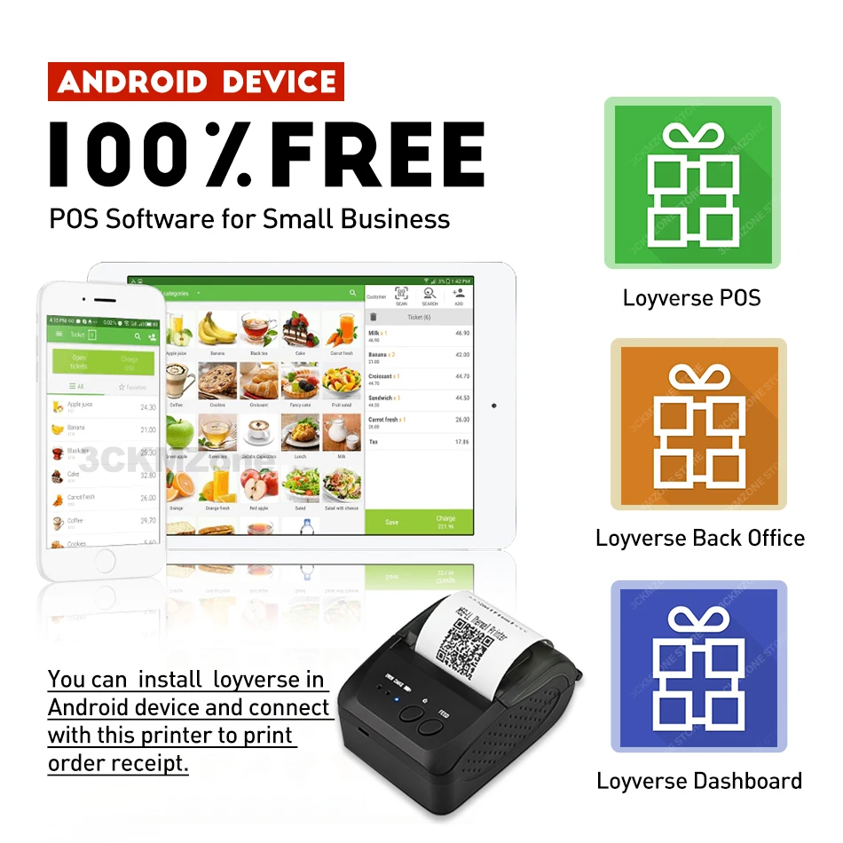 Портативный Bluetooth принтер 58 мм Мини Термальный чековый для мобильного телефона