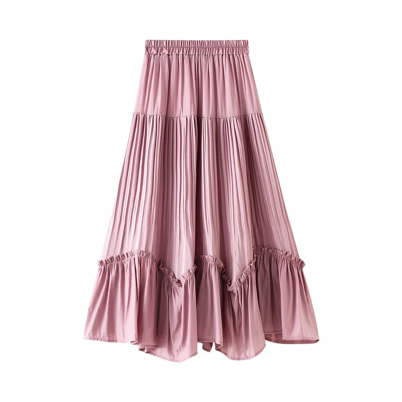 Миди юбка с высокой талией Женская длинная для женщин 2020 весна лето Дамская