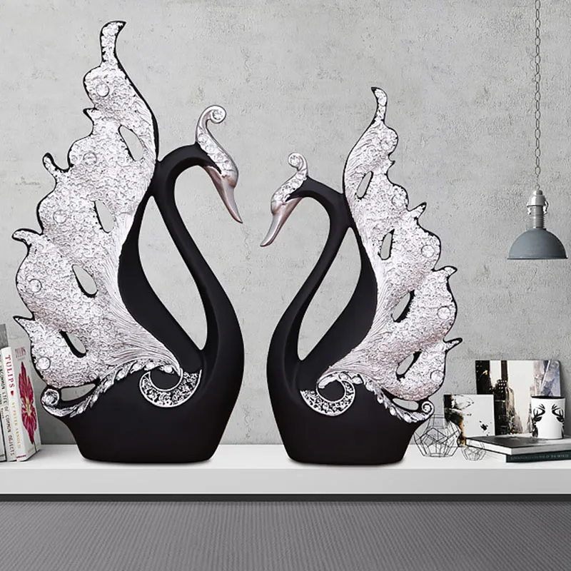 Аксессуары для украшения дома Пара скульптура в виде Лебеди Домашняя