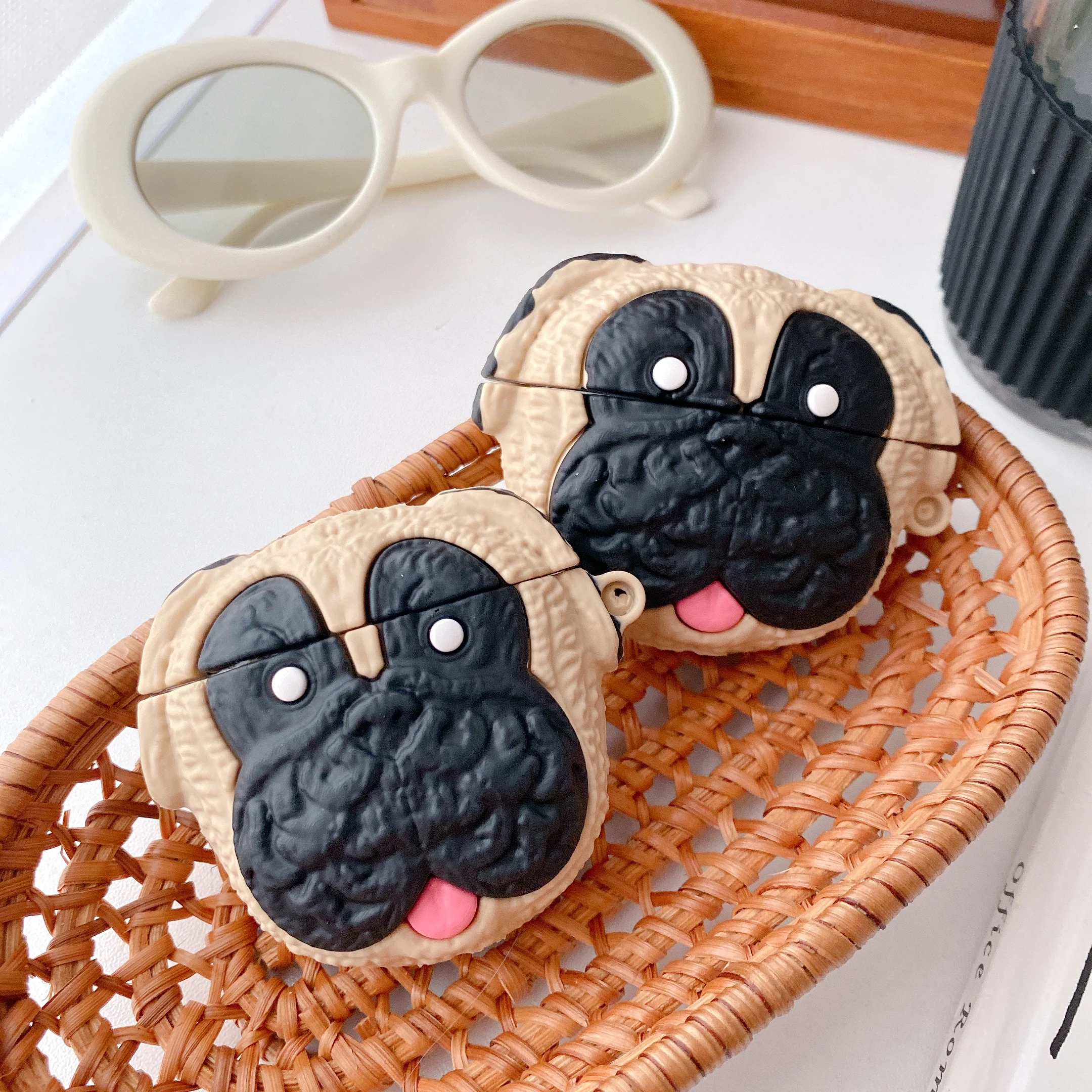 

Защитный чехол высокого качества для Apple Airpods 1 2 Pro, беспроводной зарядный бокс, силиконовый чехол с цепочкой, реалистичный милый Shapi Dog