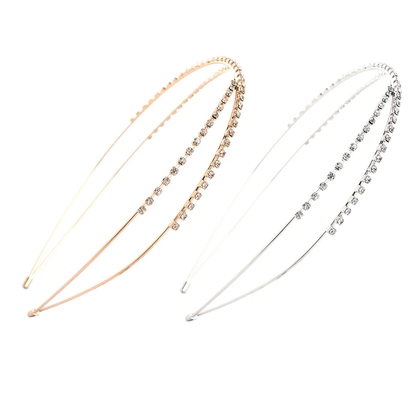 

2 layer Thin Headband Rhinestone Sparkly Criss Cross Fashion Hair Hoop Skinny Headband Hair Accessories For Women Girls