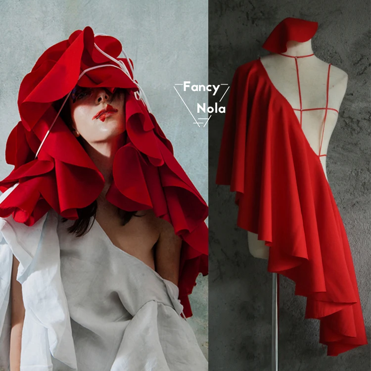 Классическая матовая ткань чистого Красного цвета толстое полиэфирное саржевое