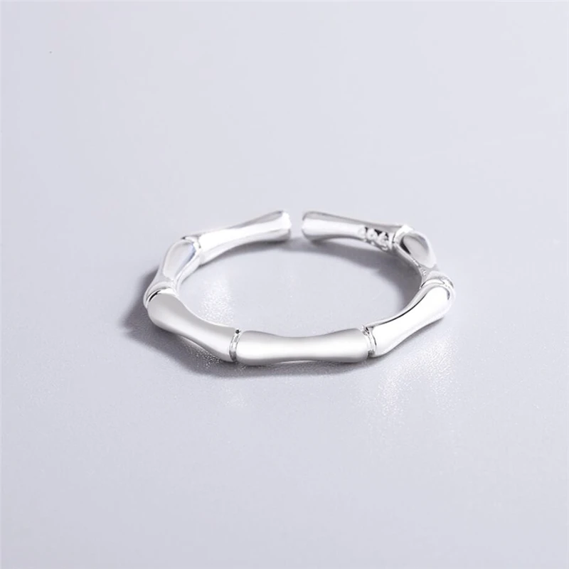

Aestethic Elegant Jewellery Mini Bamboo Cute Fresh 925 Silver Color Female Resizable Opening Rings 997