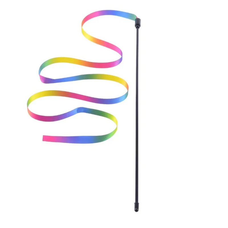 

3pcs Cat Toys Funny Rainbow Ribbon Cat Sticks Colorful Rod Teaser Wand Plastic Pet Toys for Pet Cat Interactive Stick Teaser Toy