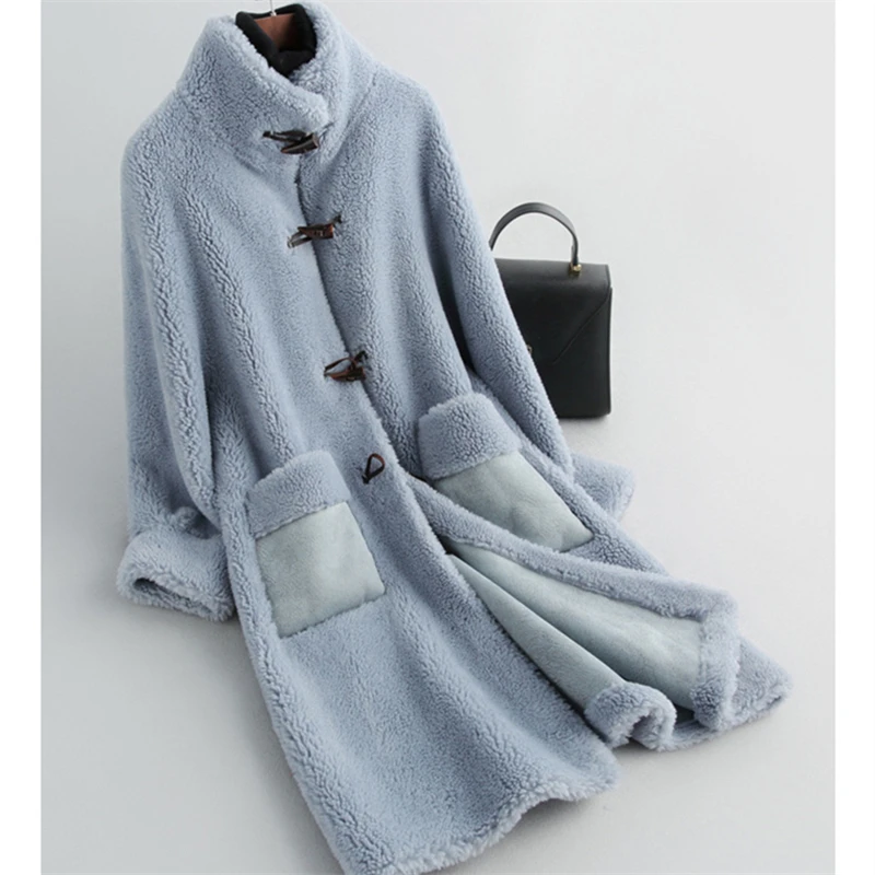 Длинная стрижка овечьей шерсти Женская Новинка Зима 2019 шерстяное овечье теплое