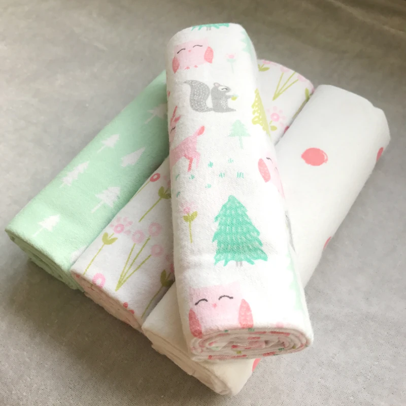 

High Quality 4PCS/PACK 100% Cotton Supersoft Flannel Receiving Baby Blanket Swaddle Baby Bedsheet 76*76CM Baby Blankets Newborn