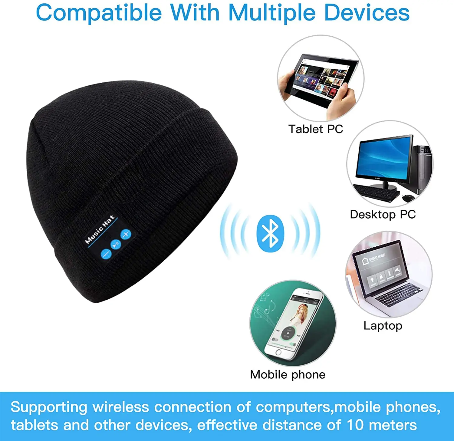 Bluetooth Шапка-наушники зимней моды для активного отдыха и спорта, подарок на Рождество, мужчинам и женщинам.