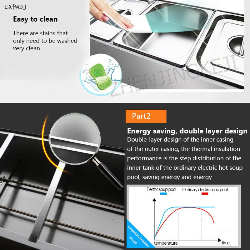 BS-6B шесть горшков Электрический Теплоизоляционный бассейн для супа из