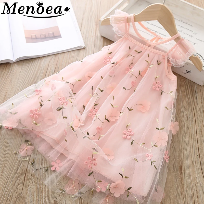 Menoea детское платье для девочек 2020 летняя сетчатая одежда маленьких клетчатое
