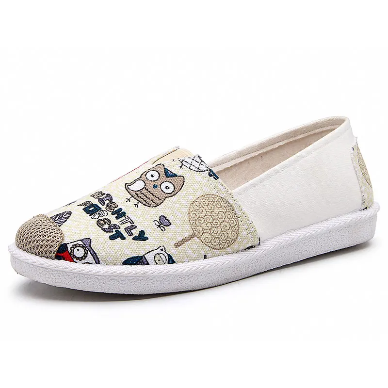 Женская Повседневная парусиновая обувь на плоской подошве балетки платформе