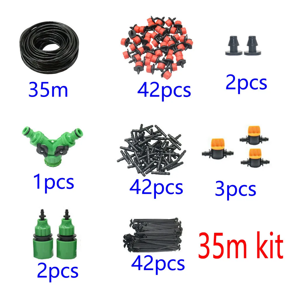 

5-60M 1/4'' Automatic Micro Drip Irrigation System Garden 8 Hole Spray Self Watering Kits With Adjustable Green Dripper