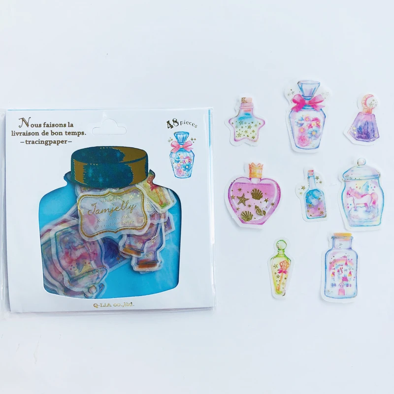 

1 Pack (48 pcs stickers) Wishing Bottles Glitter Bling Diary Notebook Decoration Stickers