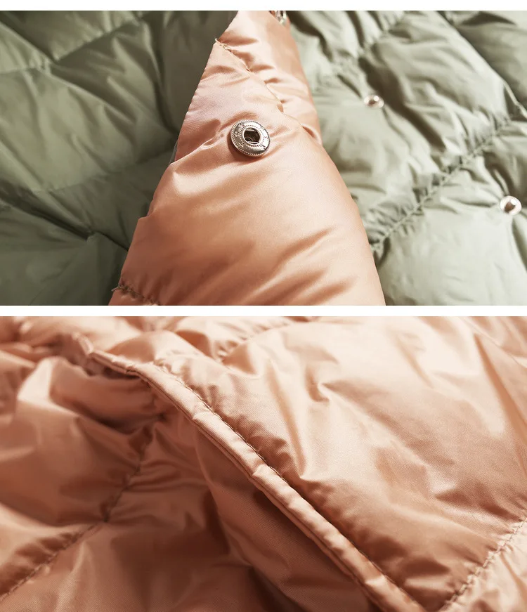 Осенне зимняя женская Двухсторонняя куртка пуховик на белом утином пуху женское