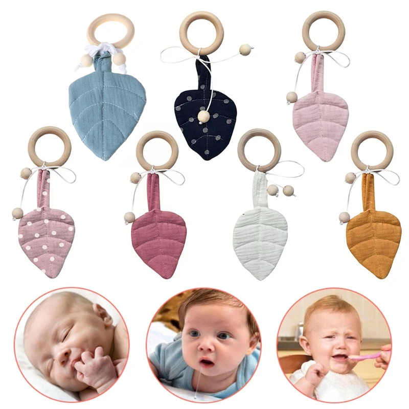 

Baby Wooden Teether Ring DIY Leaf Shape Chewing Teething Nursing Soother Infant Molar Play Toys