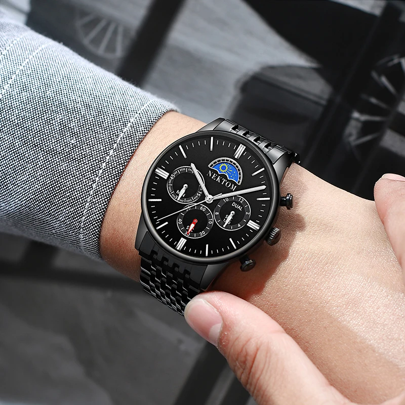 NEKTOM мужские роскошные 2020 новые часы хронограф спортивные Топ Бренд