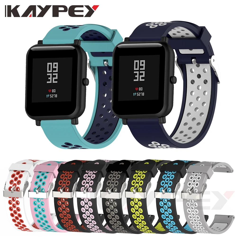 Спортивный силиконовый ремешок для Xiaomi Huami Amazfit Bip BIT PACE Lite, Молодежные умные часы с пряжкой, браслет 20 мм, сменный ремешок