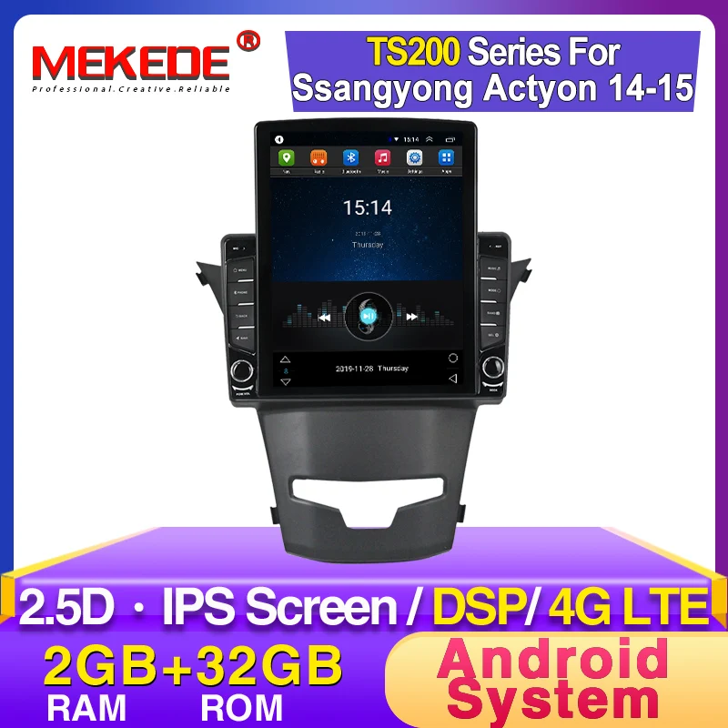 Автомобильный GPS-навигатор tesla style Android 2 + 32 ГБ для SsangYong Korando Actyon 2014 2015 стерео Wi-Fi