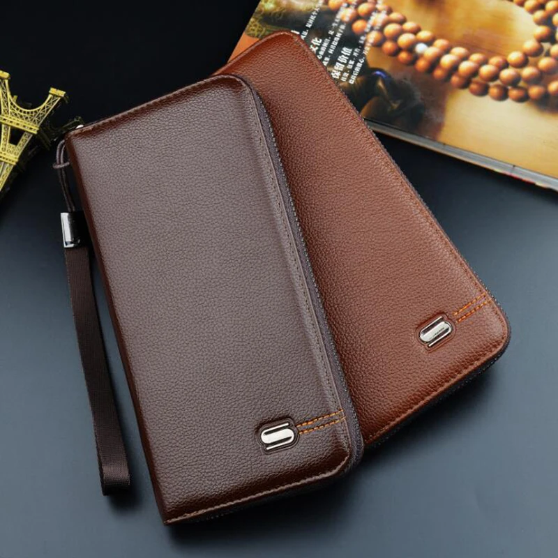 Деловая ручная сумка, мужской кошелек, длинный клатч на молнии, многофункциональный мужской модный кошелек