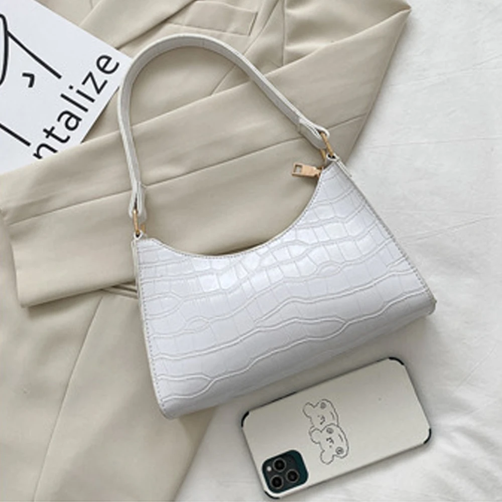 

2020 Latest Retro Crocodile Pattern Handbag Solid Color Hot-selling Style Fashionable Fashion Female Underarm Bag