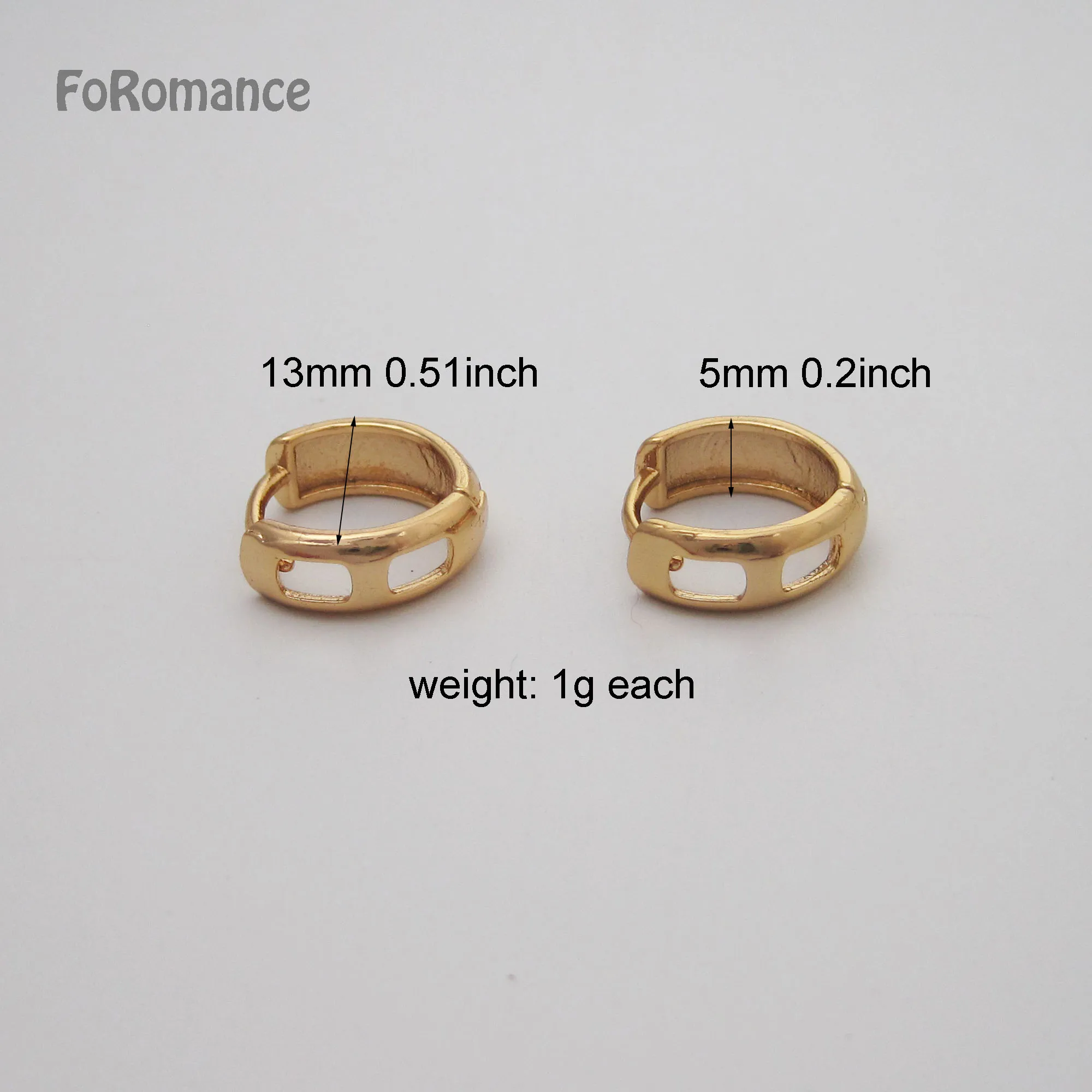 Серьги-кольца FoRomance HUGGIE с покрытием из желтого золота 13 мм ширина 5