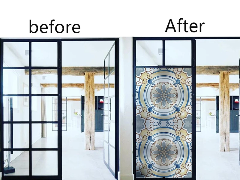 Window stickers frosted glass film balcony window posted light opaque Mediterranean style decorative paper | Дом и сад