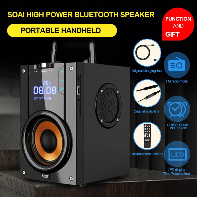 Портативный беспроводной динамик SOAIY Q22 с Bluetooth стереозвук сабвуфером басовый