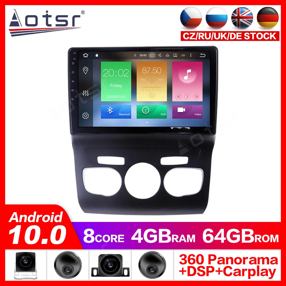 Android 10 0 GPS навигация радио плеер для Citroen C4 2010-2016 видео стерео Headuint Бесплатная gps