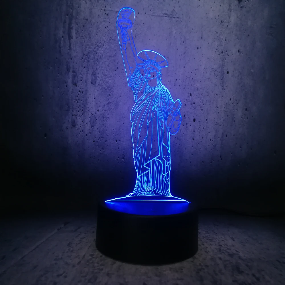 Новая Статуя Свободы 3D USB Светодиодная лампа красочное изменение факел сенсорный