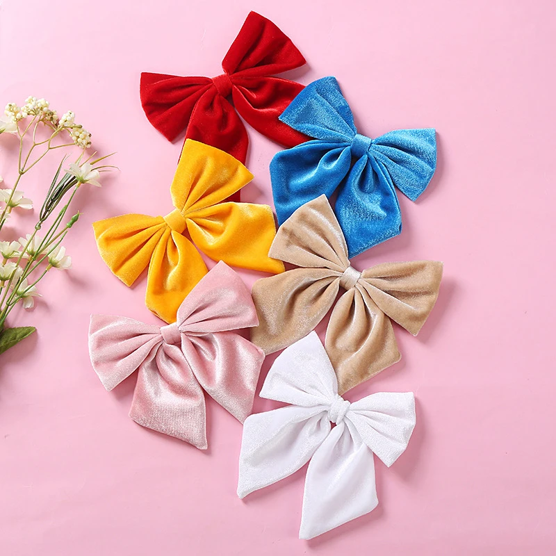 

Velvet Hair Clips Korean Style Large Size Hairpins Solid Color Big Bowknot Barrettes for Kids Sweet Hair Accessories Headwear