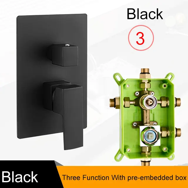 Three Functon BAKALA, черный, высокое качество, два, три функции, твердая латунь, настенное крепление, смеситель для душа, контрольный клапан, смеситель для душа со встроенным ящиком - Цвет: Three Functon