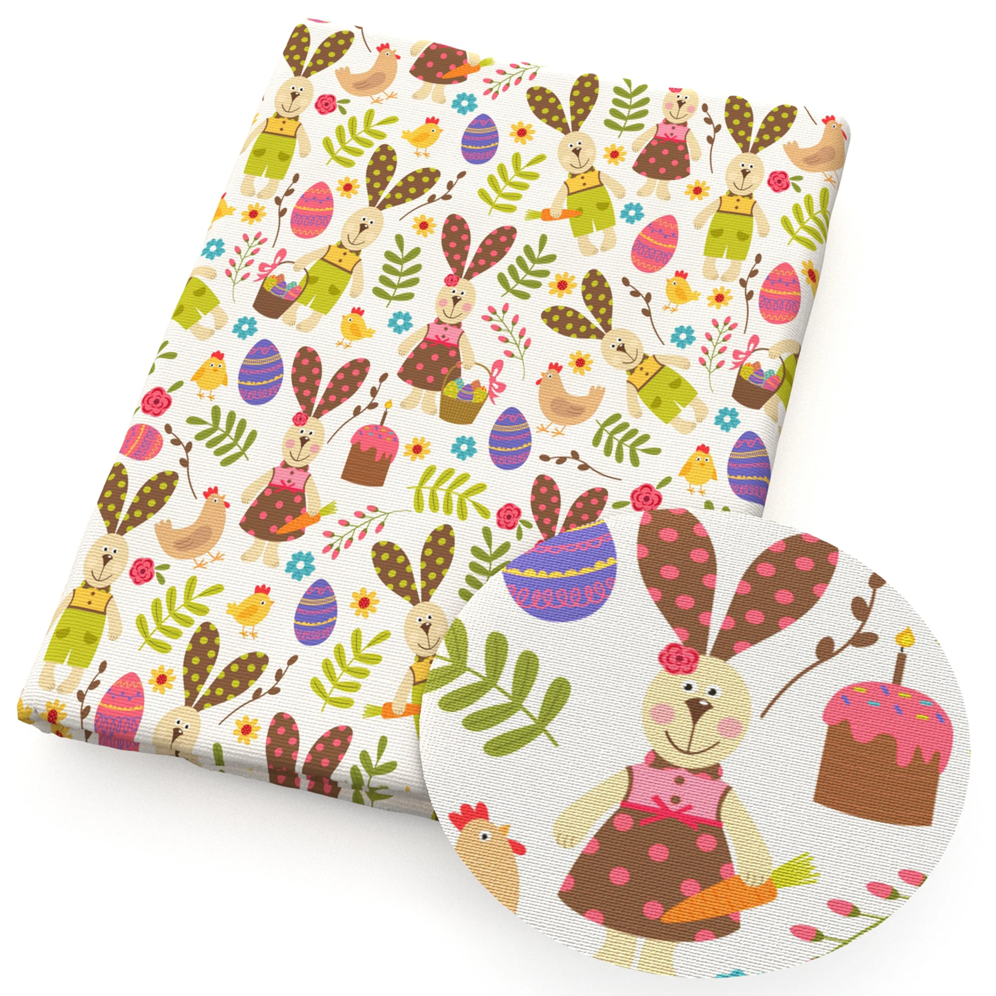 Пасхальная ткань в виде зайчика из полиэстера и хлопка стиле пэчворк для шитья