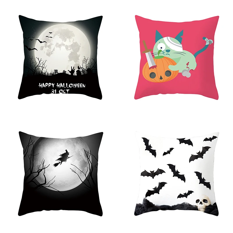Декор для Хэллоуина круглая подушка &quotлетучая мышь&quot кошка ведьма луна чехол