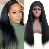 y demand kinky straight 34 headband wig like human wigs for black women natural glueless full machine made hair with headband