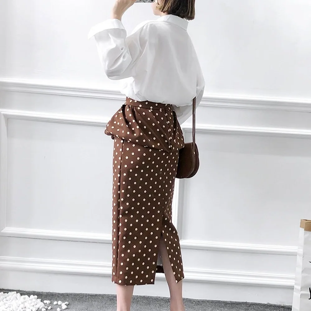 

Autumn and Winter 2019 New Skirt Laminated Section with Faldas Mujer Moda Dot Skirts Womens Moda Mujer Music Festival Clothing