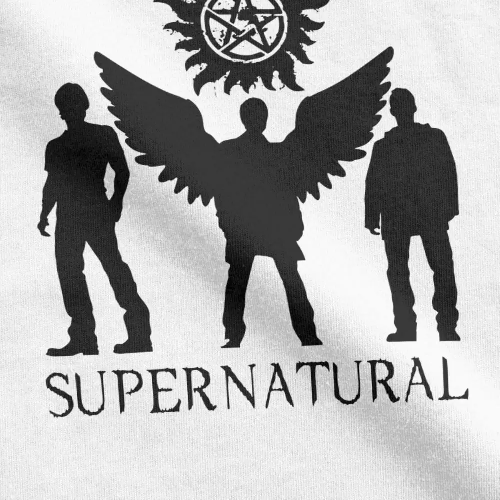 

Supernatural T Shirts Team Free Will Spn Brothers Angel Winchester T-Shirt Man Short Sleeve Tee Shirt Cotton Tops Large Size