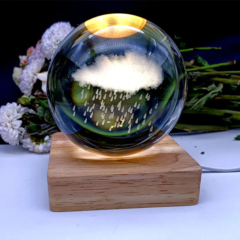 Bola de cristal grabada con láser 3D, sistema Solar de cristal, Globo Planetario, fotografía y decoración del hogar, regalos de astronomía de cumpleaños