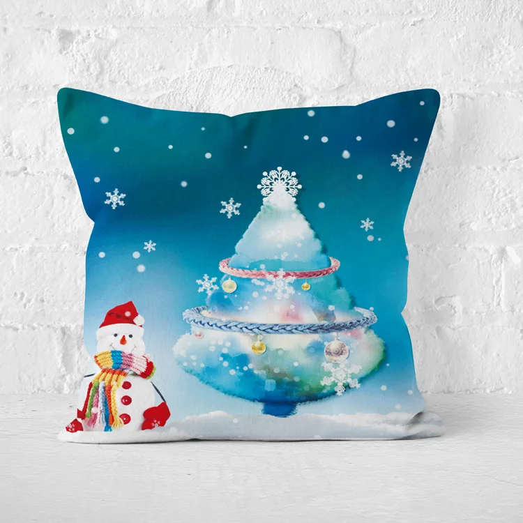 Tree with Snowman 40 Рождественская наволочка Дерево Санта Клаус Снеговик животные печатная наволочка Рождество украшение для дома - Цвет: Tree with Snowman