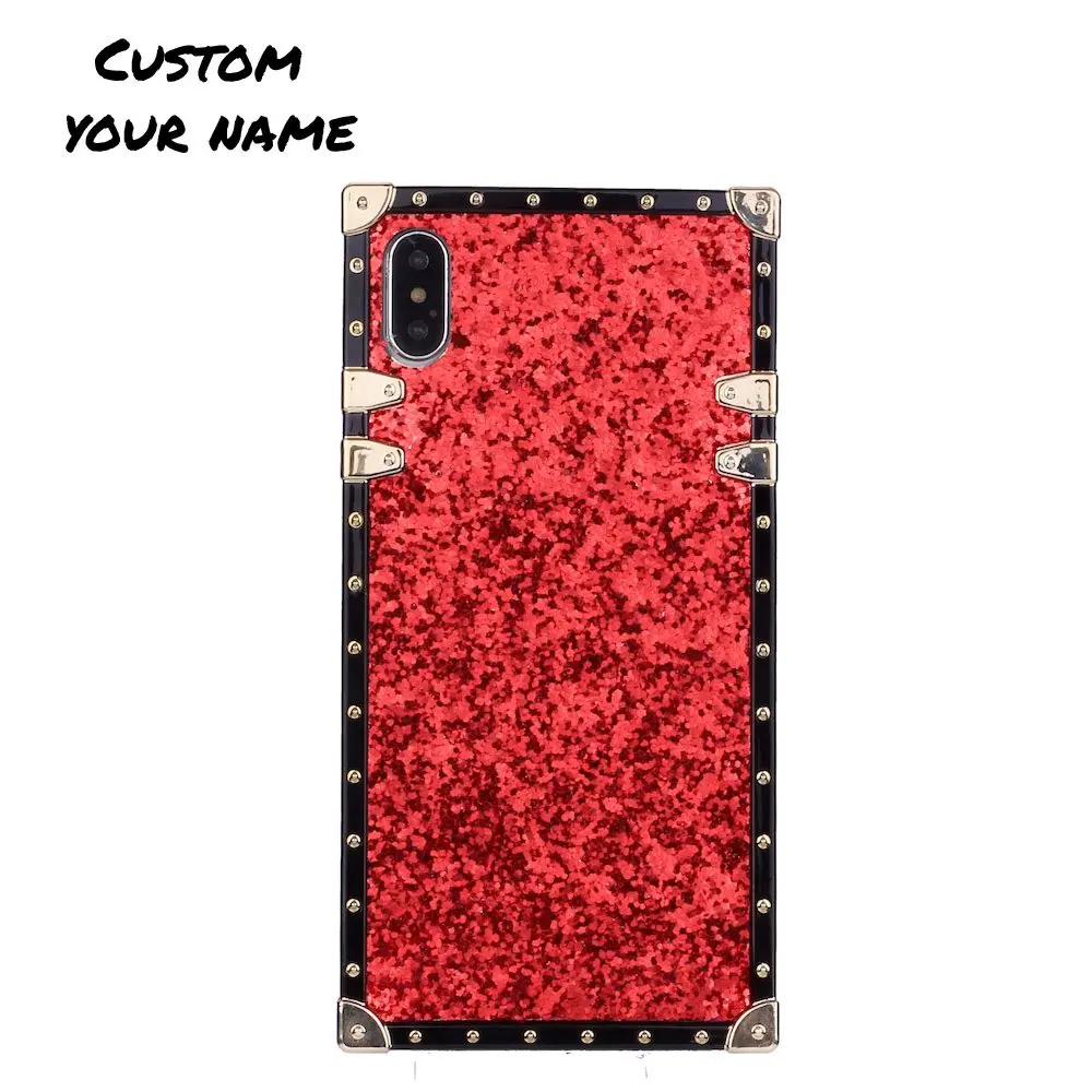 Red Glitter Индивидуальный блестящий чехол для телефона, персонализированное имя, блестящий чехол для багажника, чехол для iPhone 11 Pro 6 6S 7Plus 8Plus 7 8 XR X XS Max - Цвет: Red Glitter