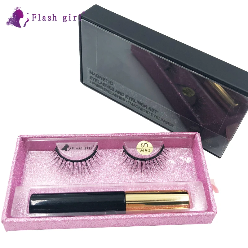 

Роскошные норковые магнитные ресницы и подводка для глаз Flash Girl серии 5D-W W 50