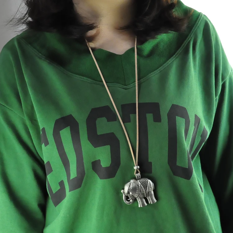 Очаровательное длинное ожерелье Miao ручной работы с серебряным слоном цепочка