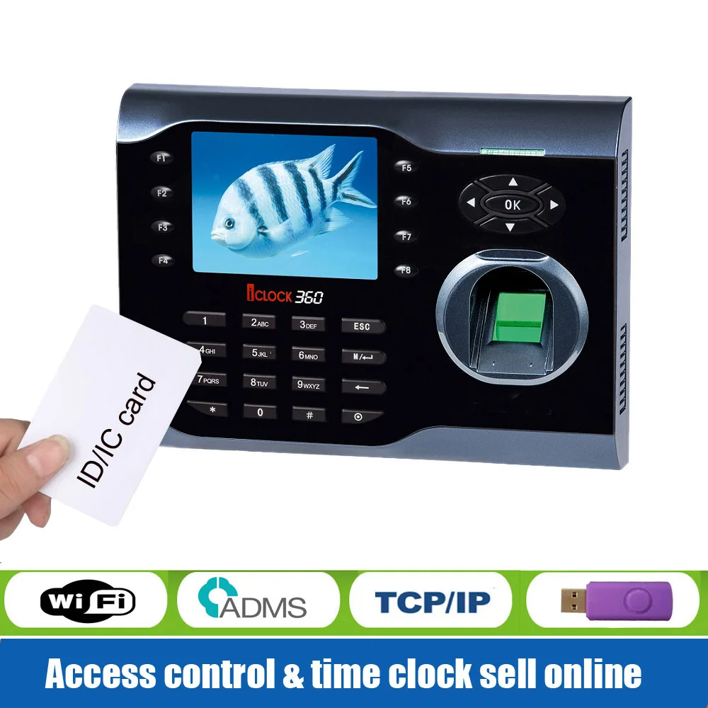 

Система Linux ZK Iclock360, биометрический отпечаток пальца и 125 кГц, RFID-карта, время посещения с Wi-Fi, TCP/IP, время записи, часы