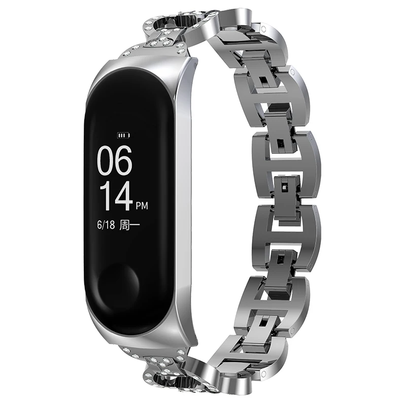 Алмазный браслет для Xiao mi Band 4 или 3 сменный ремешок для Xio mi Xaio mi Xia mi xaomi mi Xaiomy металлический браслет для женщин - Цвет: F